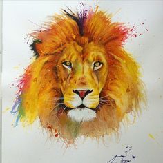 Lion Watercolor Painting