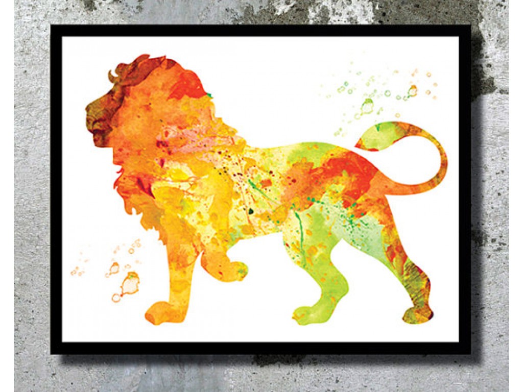 1024x768 Lion Watercolor Art Print Watercolor Painting Home Decor Animal