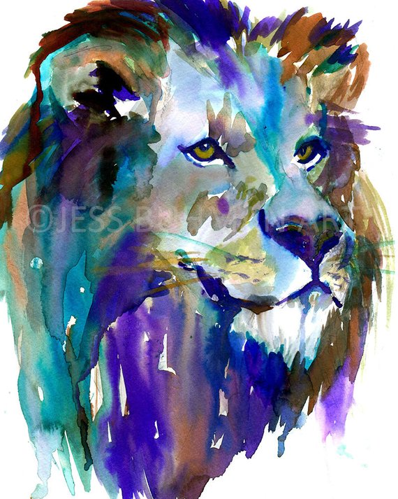 570x713 Lion Watercolor Painting Print The King Print Lion Painting Etsy