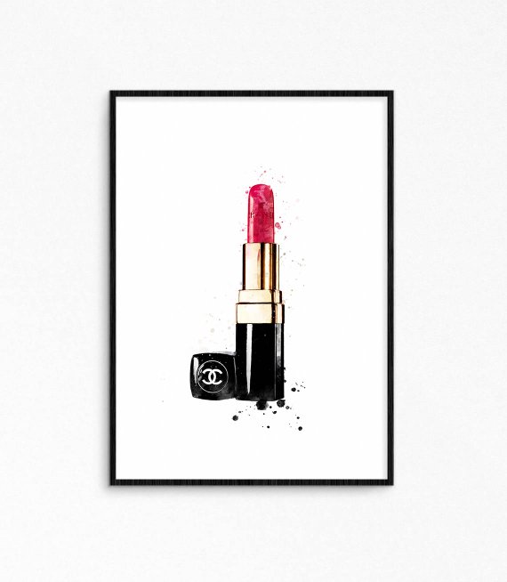 570x654 Lipstick Watercolor. Fashion Watercolor Printable. Rouge Etsy
