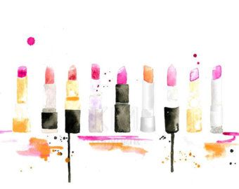 340x270 Pink Lipstick Watercolor And Ink Digital Fashion By Foxyoxie