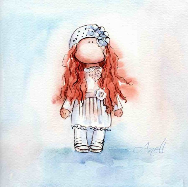 642x641 Red Haired Little Girl Watercolor Print Watercolor Painting Etsy