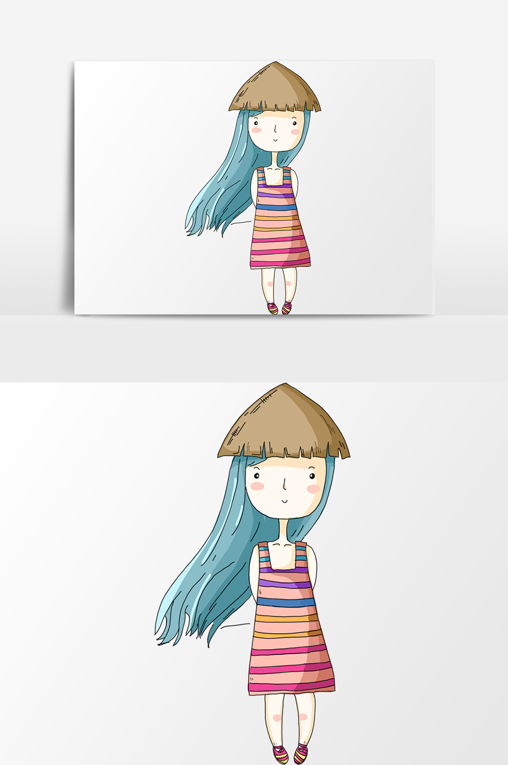 1024x1540 Cartoon Watercolor Little Girl Element Material Free Download
