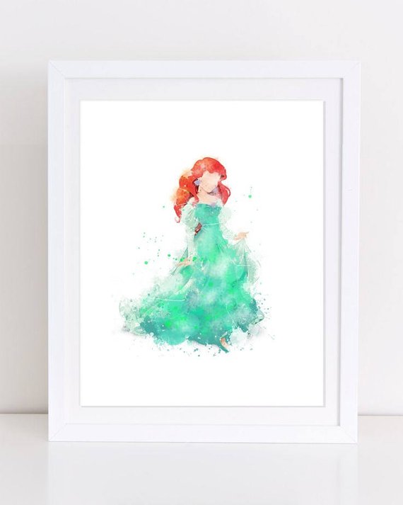 570x713 70% The Little Mermaid Watercolor Poster Disney Poster Ariel Etsy