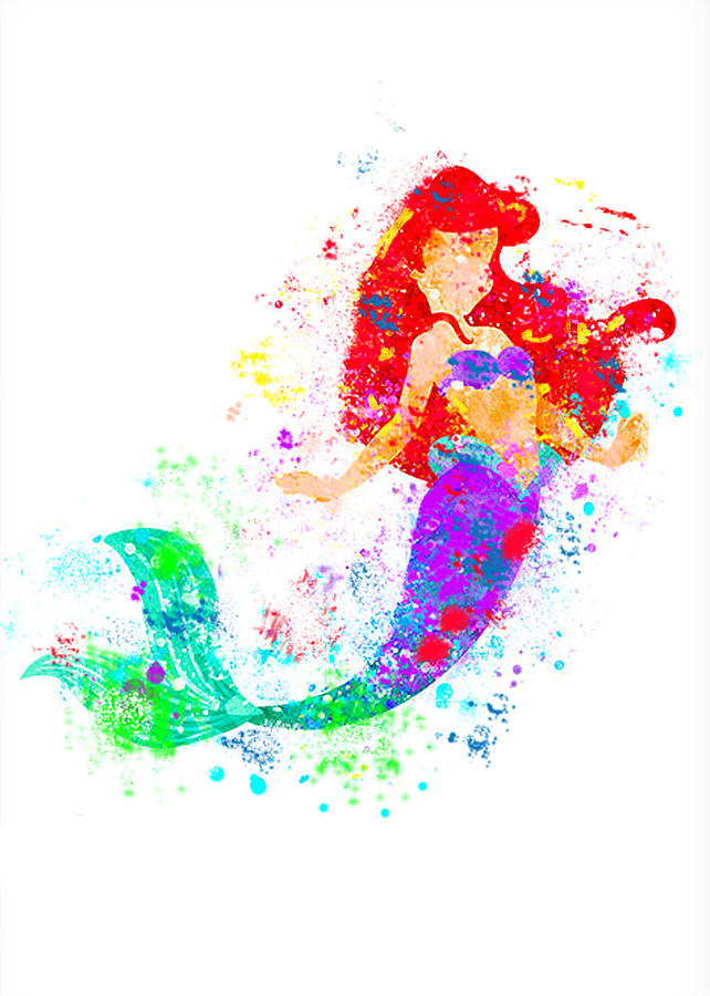 642x900 Disney Ariel Little Mermaid Watercolor Digital Art By Midex Planet