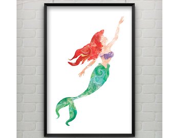 340x270 Disney Ariel Little Mermaid Watercolor Poster Print Wall