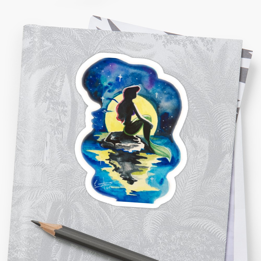 1000x1000 Little Mermaid Watercolor Stickers By Emma Heun Redbubble