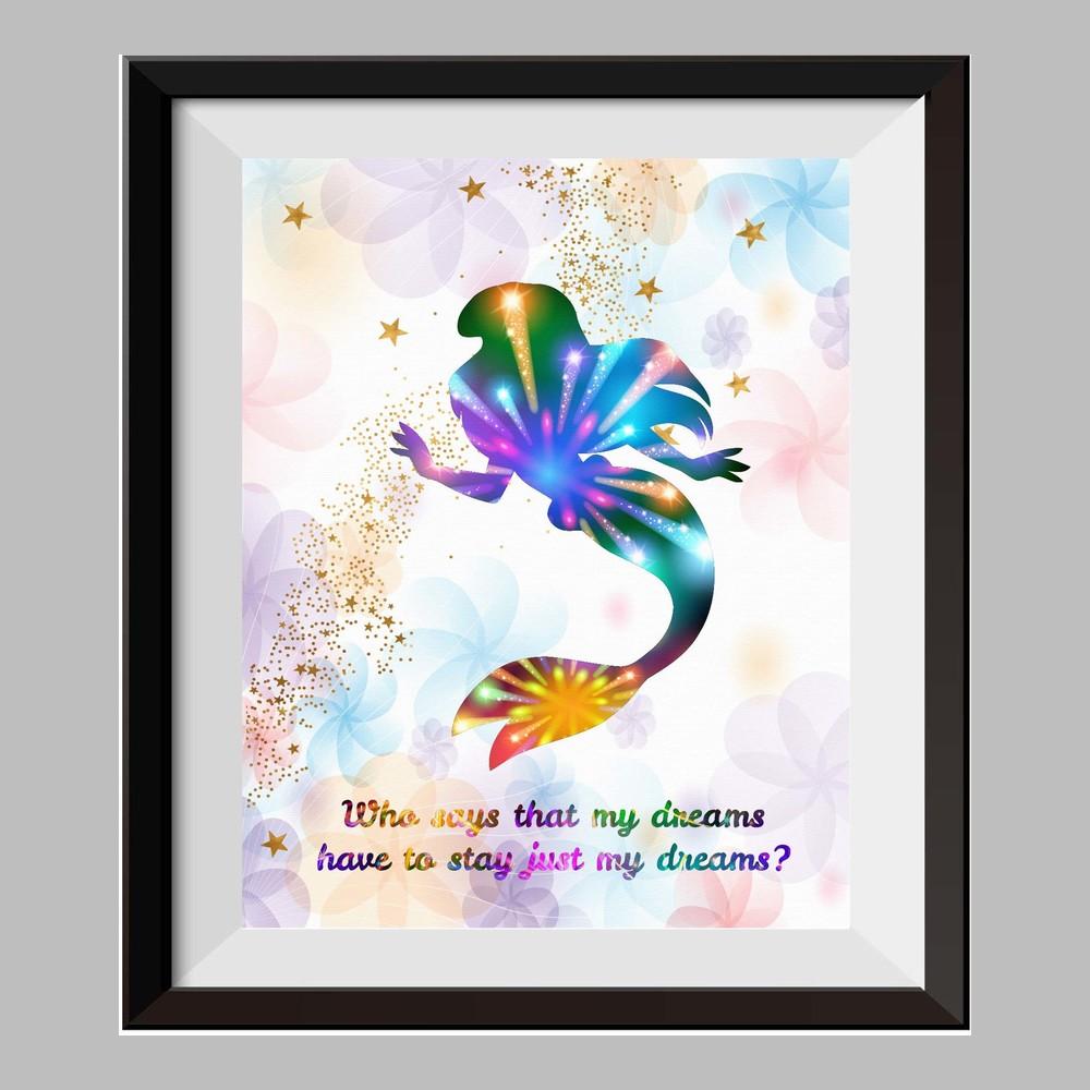 1000x1000 Princess Ariel The Little Mermaid Watercolor Print Nursery Decor