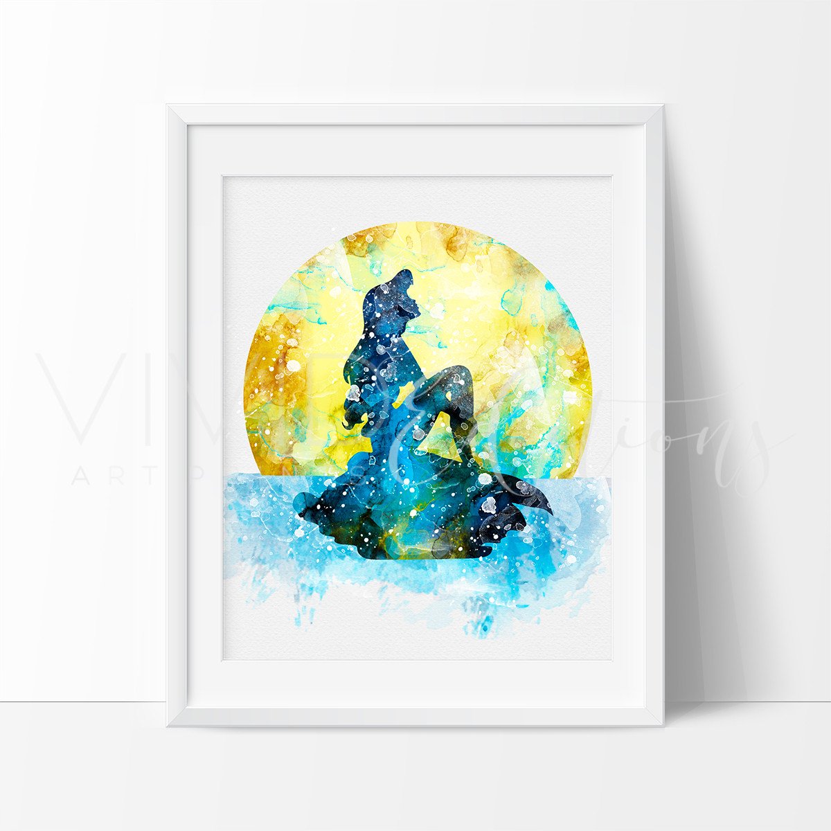 1200x1200 Ariel Little Mermaid Watercolor Nursery Art Print Kids Decor Wall