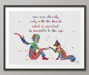300x253 The Little Prince Quote Le Petit Prince With Fox Watercolor