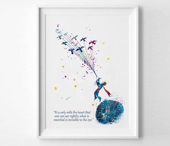 570x492 The Little Prince Quote Only With The Heart Watercolor Prints Etsy