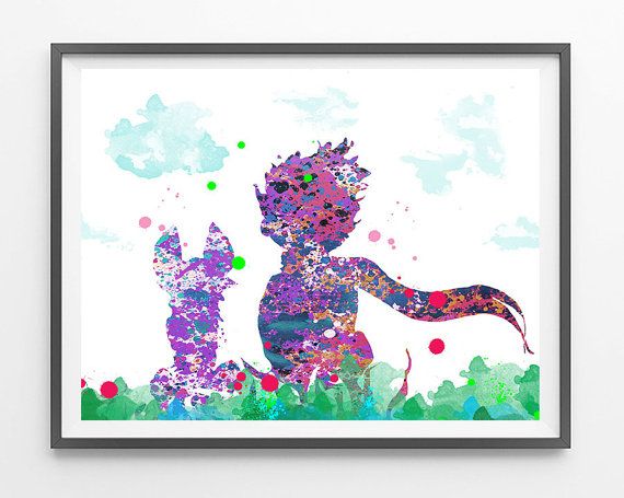 570x455 The Little Prince Watercolor Print, Le Petit Prince Poster