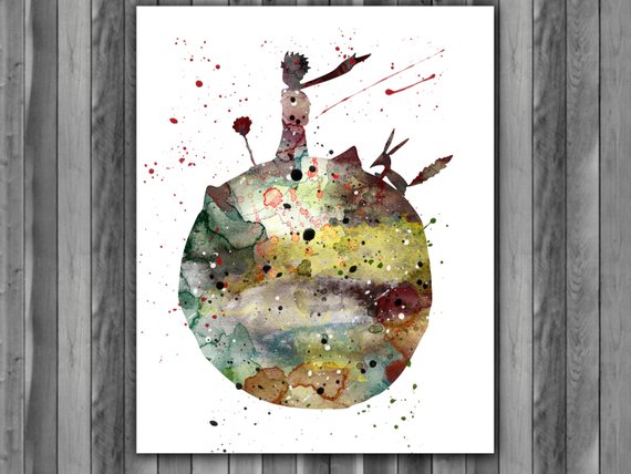 570x428 The Little Prince Watercolor Print The Little Prince Etsy