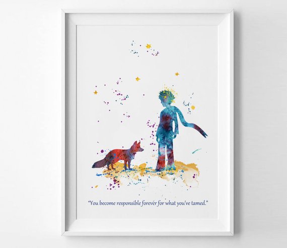 570x492 The Little Prince And Fox Prints Watercolor Art Le Petit Etsy