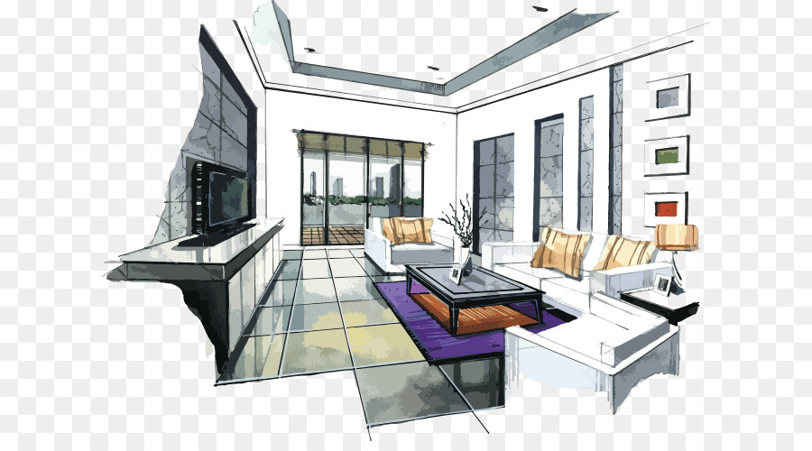 900x500 Interior Design Services Drawing Watercolor Painting Sketch
