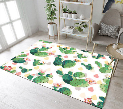 400x355 Watercolor Cactus Floral Pattern Floor Mat Bedroom Carpet Living