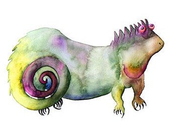 340x270 Lizard Watercolor Etsy