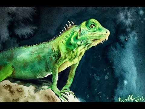 480x360 Time Lapse Watercolor Reptile Lizard Painting By Untamed Little