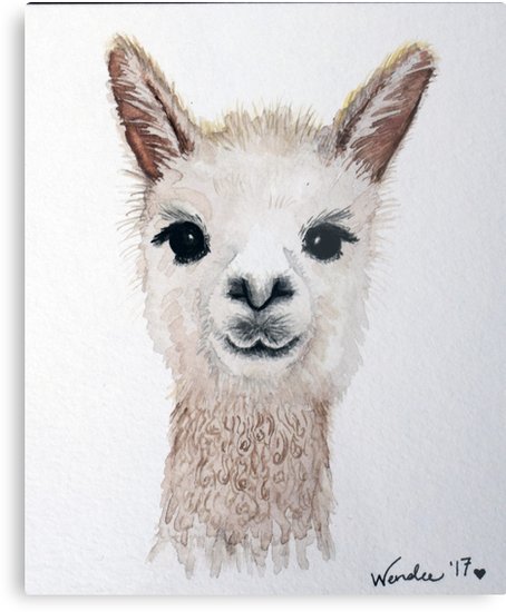 454x550 Llama Watercolor Animal Portrait Metal Prints By Snappyw Redbubble