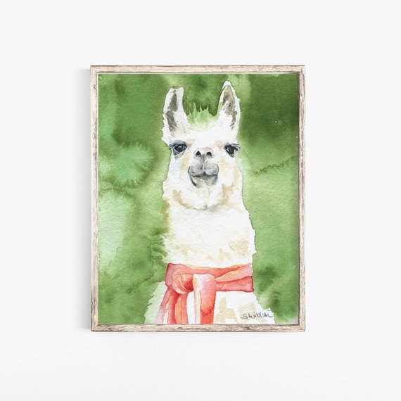 570x570 Llama Watercolor Painting Fine Art Print 5 X 7 Etsy