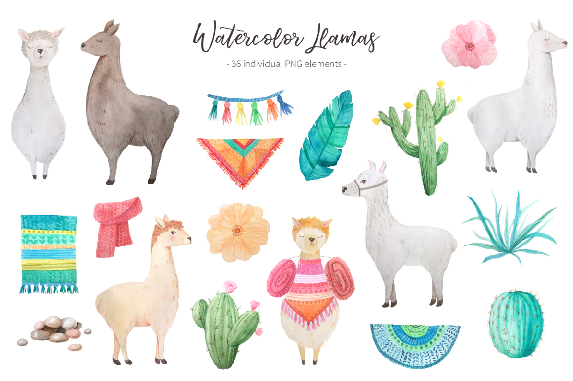 1160x772 Watercolor Llamas
