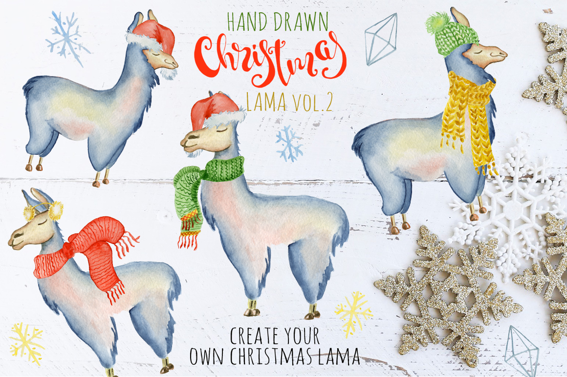 1160x772 Christmas Llama Watercolor Creator Vol.2 By Evgeniiasart