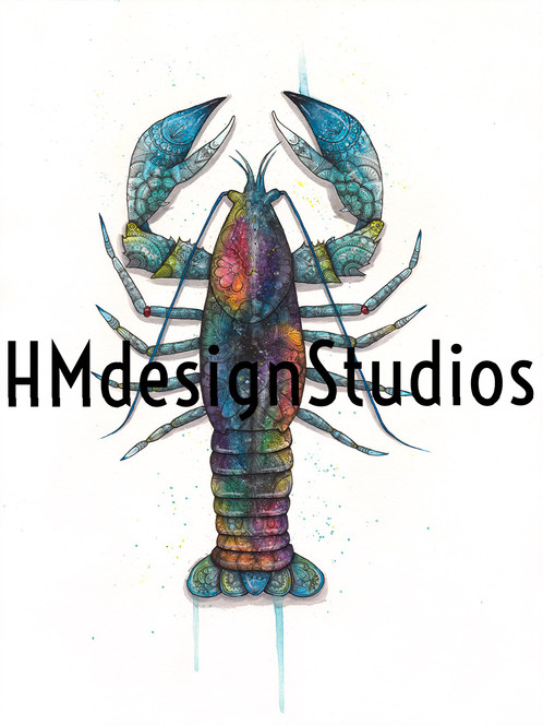 498x664 Limited Edition Print Cosmic Lobster, Watercolor, Pen Amp Ink By