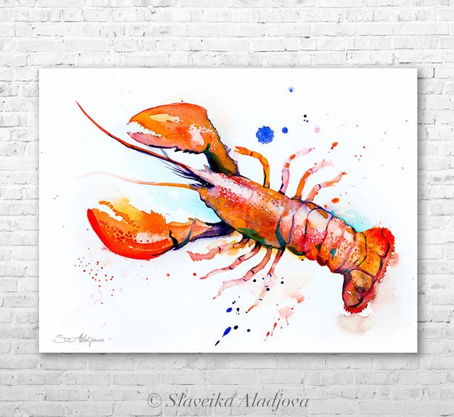 642x590 Lobster Watercolor Painting Print By Slaveika Aladjova Art Etsy