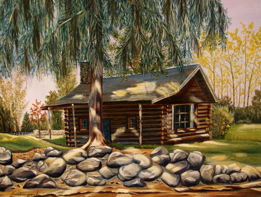 900x679 The Old Log Cabin Painting By Kristina Hauk