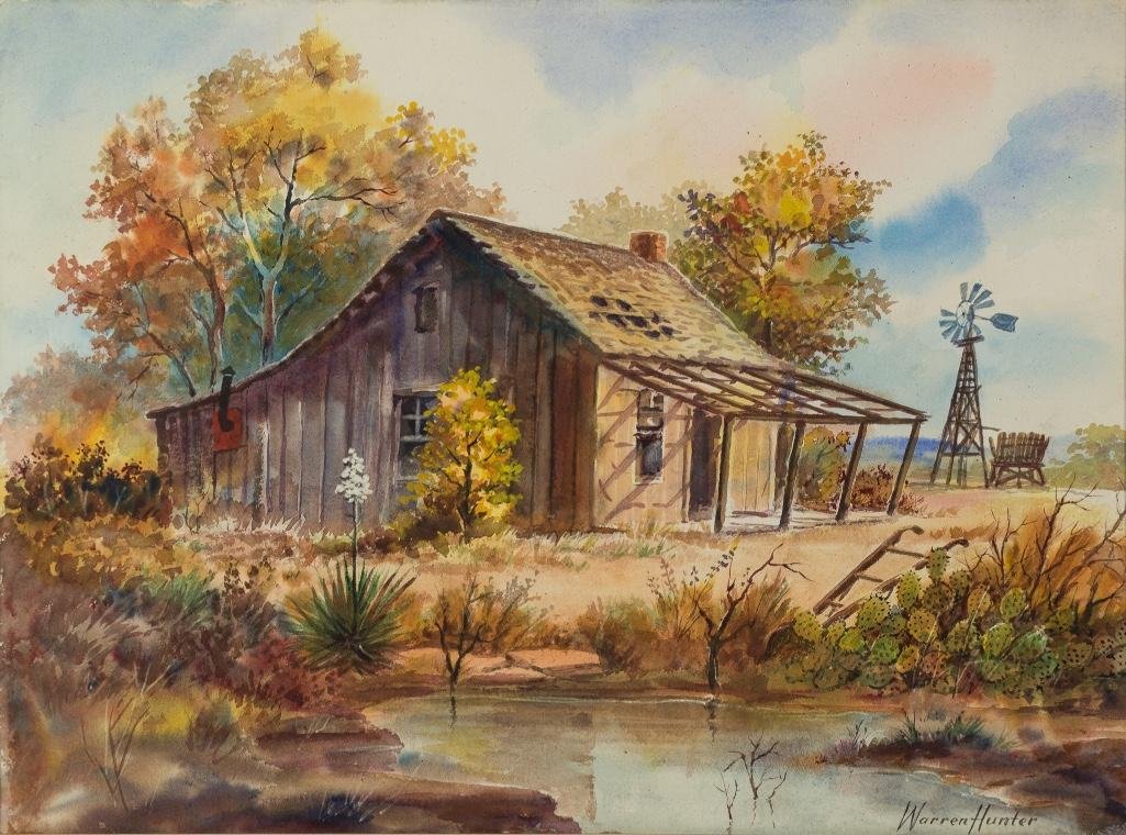 1025x760 Warren Hunter (1904 1993), Cabin, Watercolor
