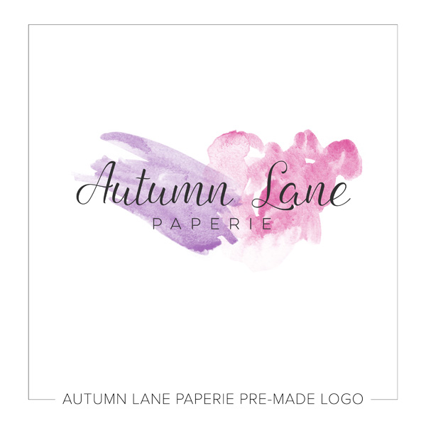600x600 Pre Made Watercolor Logo Autumn Lane Paperie