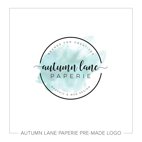 600x600 Black Badge Teal Watercolor Logo Autumn Lane Paperie