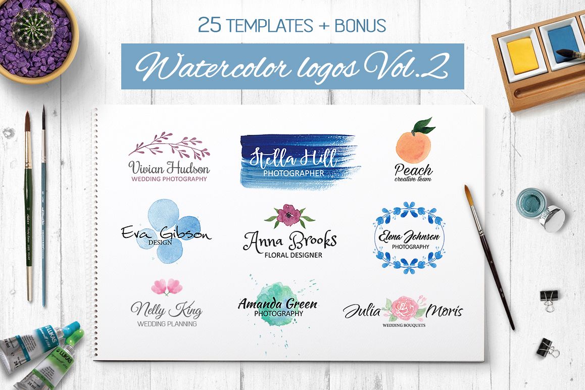 1158x772 Watercolor Logo Templates V.2