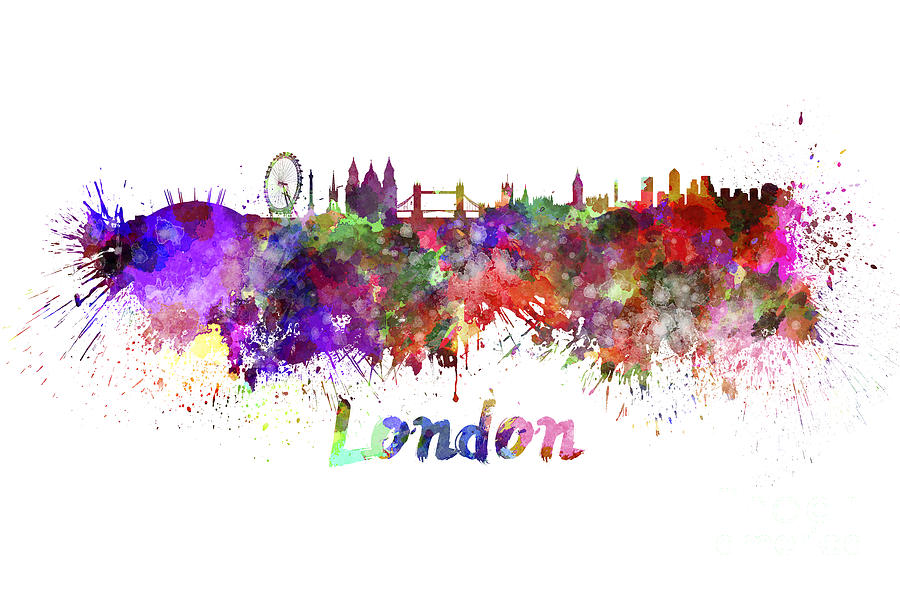 900x590 London Skyline In Watercolor Painting By Pablo Romero