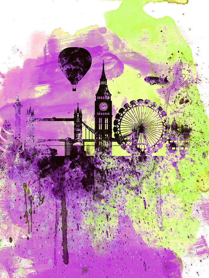 677x900 London Skyline Watercolor 1 Painting By Naxart Studio