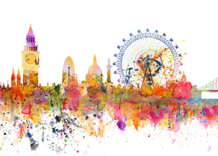 700x500 London Skyline Watercolor Greeting Card For Sale By Michal Boubin