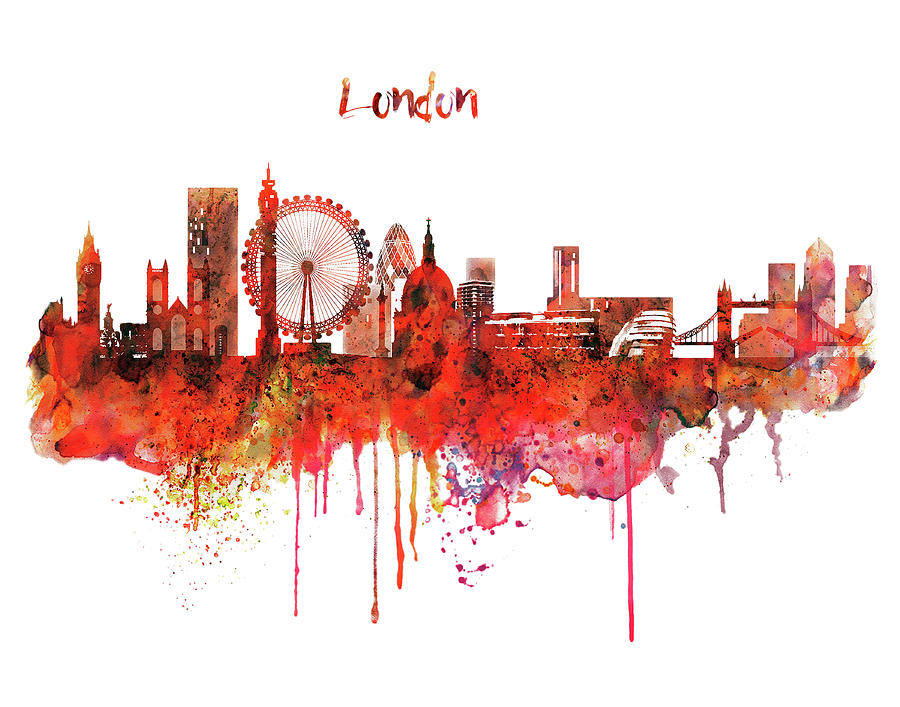 900x707 London Skyline Watercolor Painting By Marian Voicu