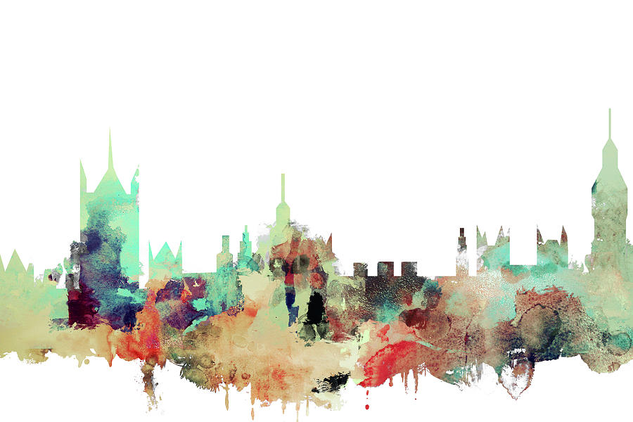 900x600 London Skyline Watercolour Painting By Dim Dom