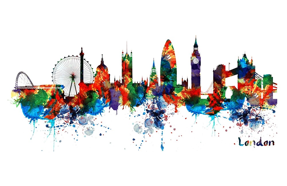 1000x647 London Watercolor Skyline Silhouette By Marian Voicu Redbubble