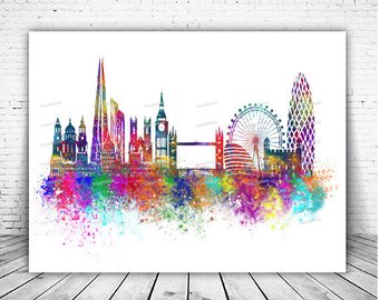 340x270 Watercolor London Skyline Etsy