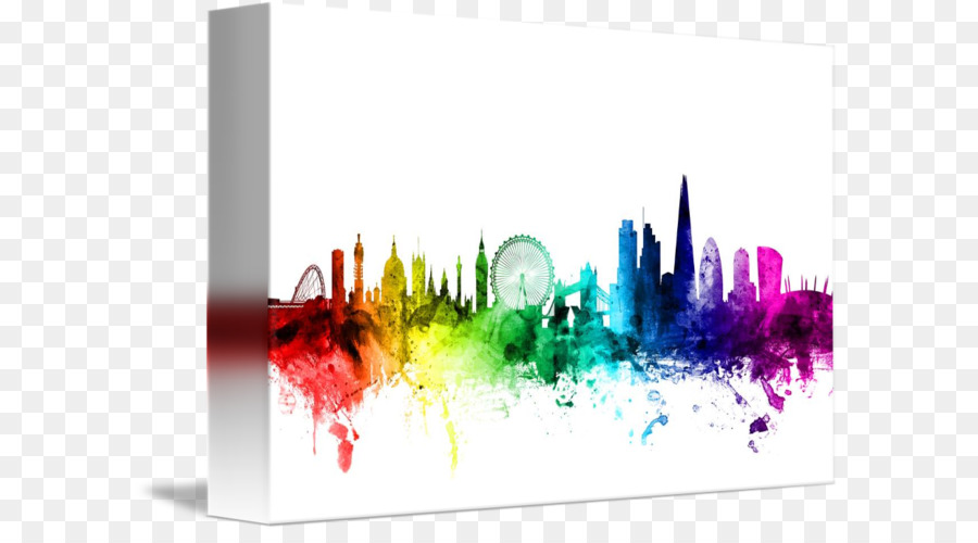 900x500 Watercolor Painting Canvas Print Skyline