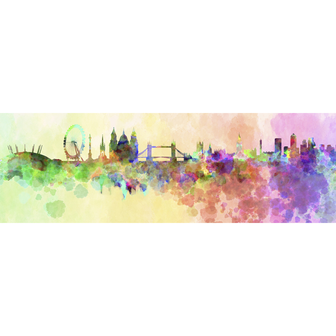 1100x1100 London Skyline, Watercolour (Long)