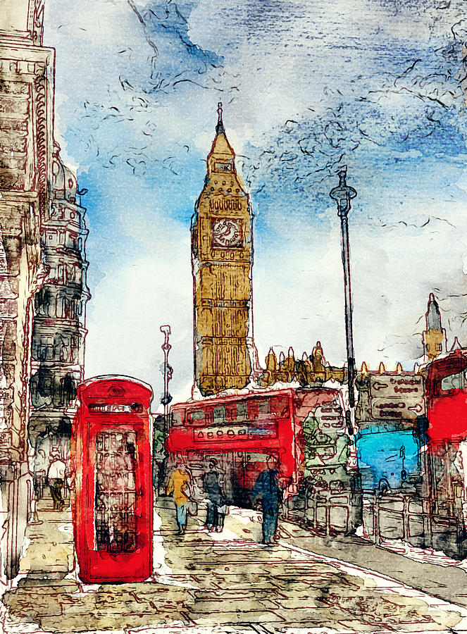 663x900 London Icons In Watercolor Photograph By Laura George