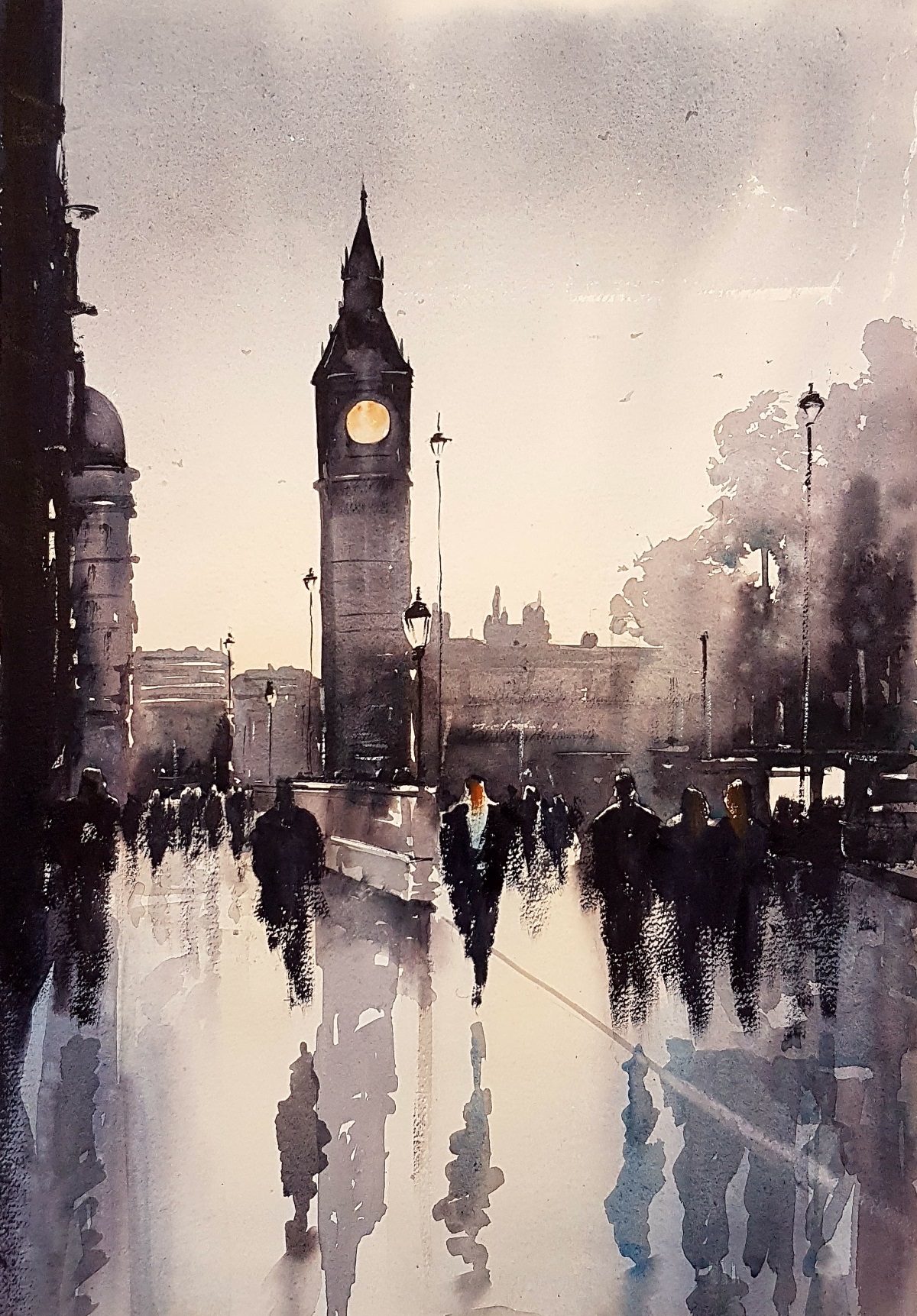 1200x1723 Big Ben London Original Watercolour Painting Painted On