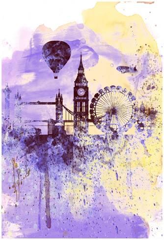 334x488 London Watercolor Skyline Posters By Naxart