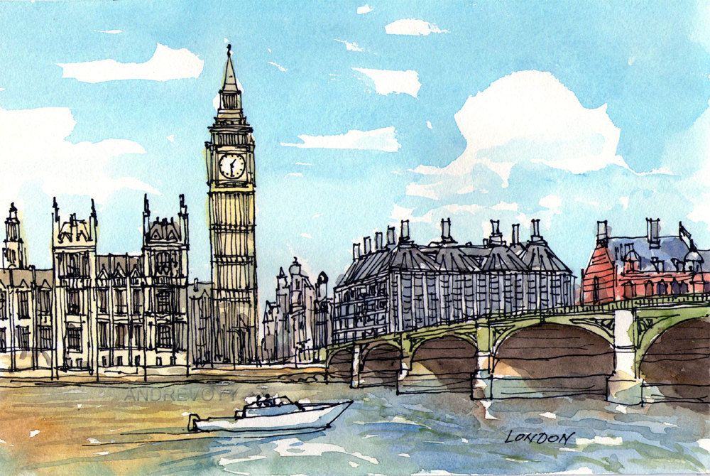 1000x670 London Westminster Bridge Big Ben Art Print From An Original Etsy