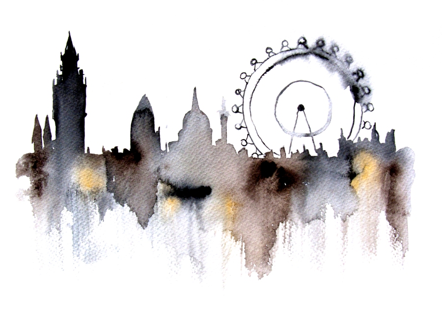 900x632 Watercolor Painting London