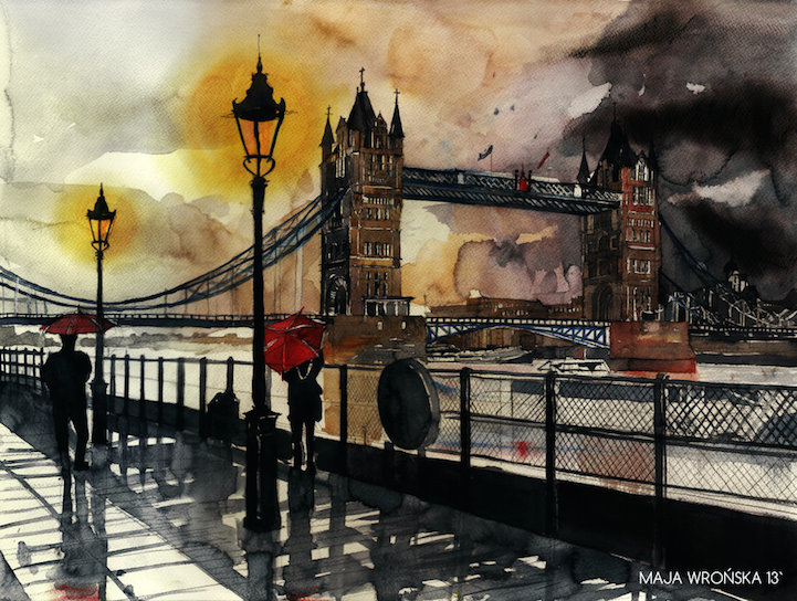721x544 Dreamlike Watercolor Paintings Of Iconic Skylines Around The World