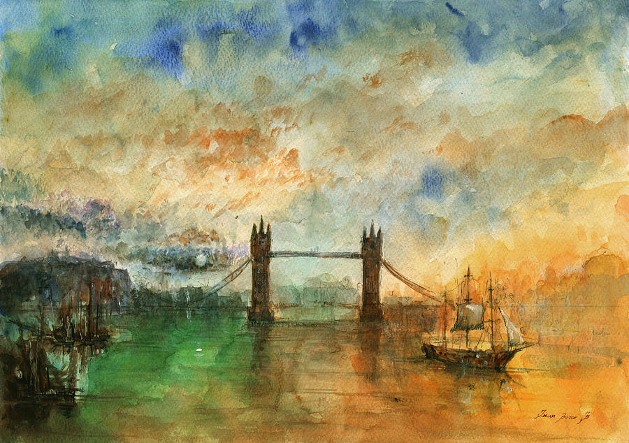 900x634 London Watercolor Painting Painting By Juan Bosco