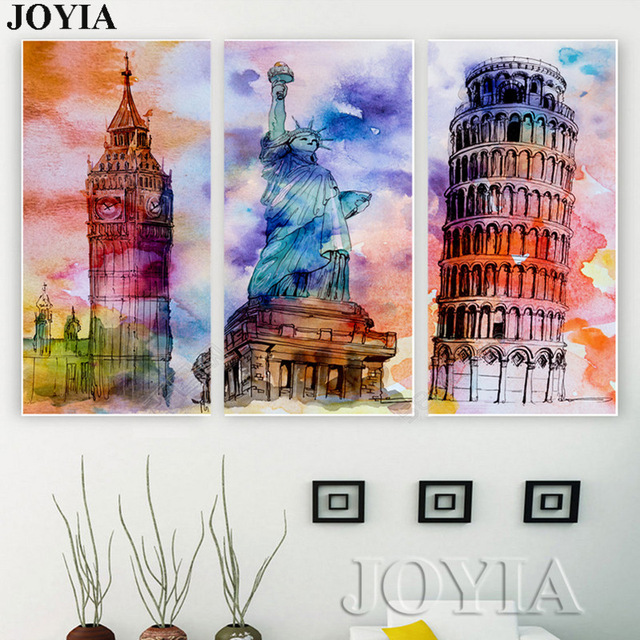 640x640 Vintage Paintings London Canvas Wall Art Painting Watercolor World